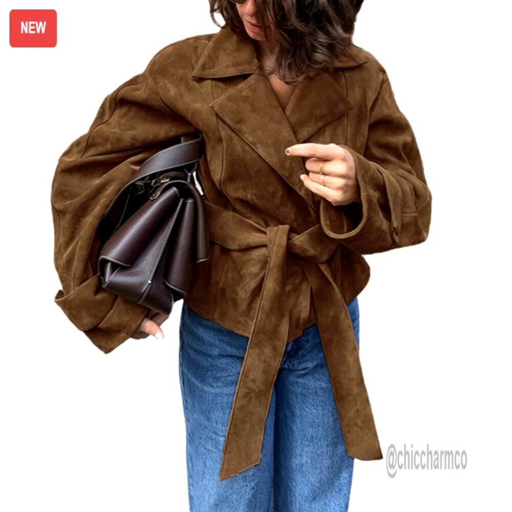 Faux Leather Moto Jacket with Suede Collar, Oversized Fit, Y2K Style
